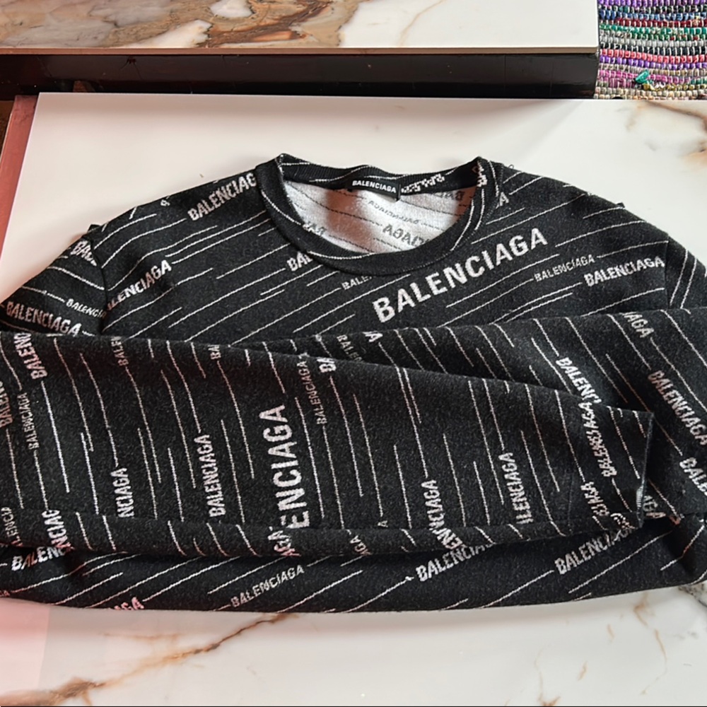 Balenciaga Black and White Crewneck Sweater